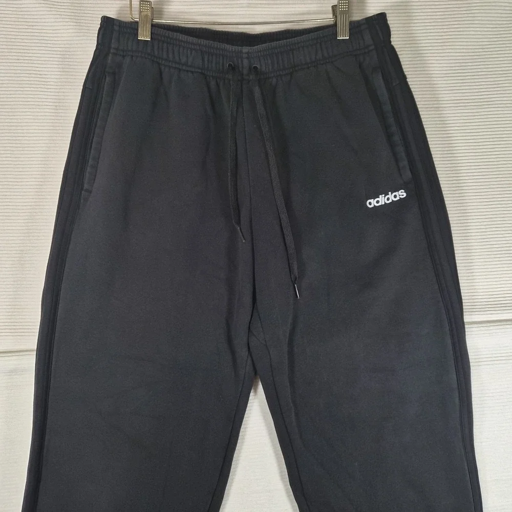 Adidas Mens Black Jogger Sweatpants Size L Drawstring Athletic Fleece